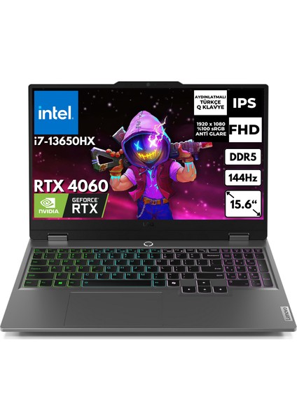Loq 15IRX9 I7-13650HX 16 GB 1 Tbssd 8gb RTX4060(115W) 15.6" Fhd 144Hz Freedos Gaming Notebook 83DV00WTTR Ar2