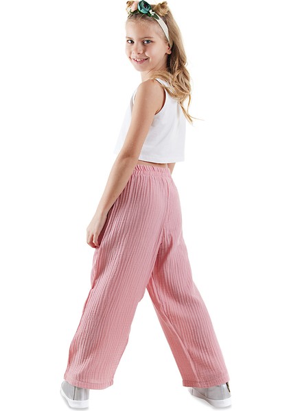 Çiçekli Kız Çocuk Pembe Müslin Pantolon Takım fiyatları