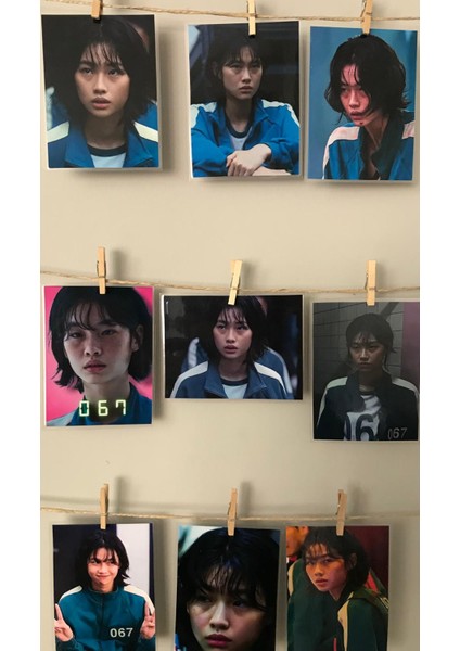 Squıd Game Temalı Fotoğraf Kağıdına Pvc Kaplama 9 Adet 6x8 cm Fotokart Kartpostal modelleri