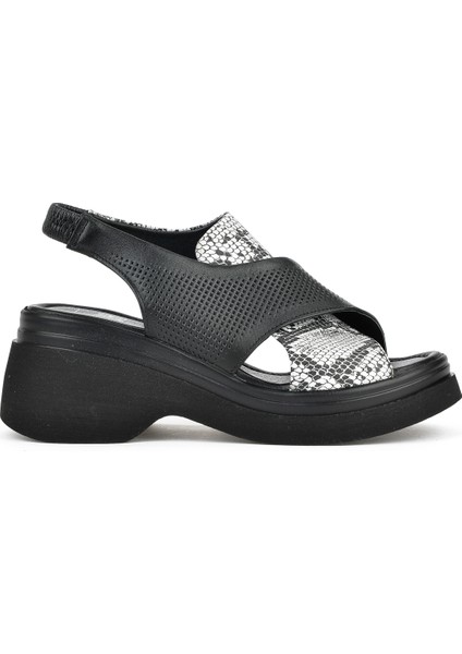 Kadın Deri Topuklu Sandalet 151992Z64001 Siyah