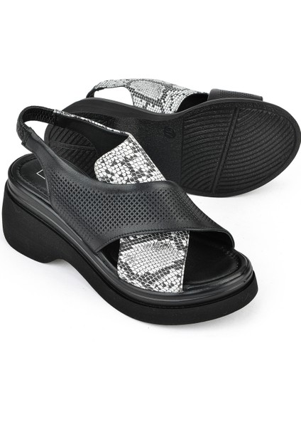Kadın Deri Topuklu Sandalet 151992Z64001 Siyah fırsatları
