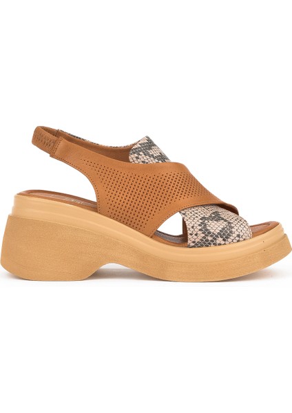 Kadın Deri Topuklu Sandalet 151992Z64001 Taba