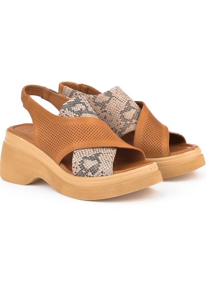 Kadın Deri Topuklu Sandalet 151992Z64001 Taba fiyatları