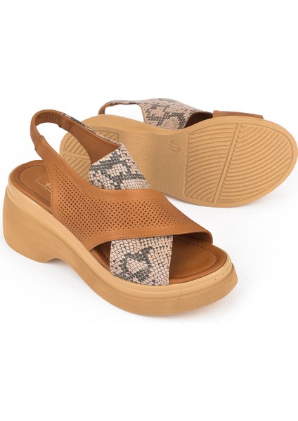 Kadın Deri Topuklu Sandalet 151992Z64001 Taba fırsatları