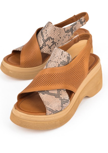 Kadın Deri Topuklu Sandalet 151992Z64001 Taba indirimleri