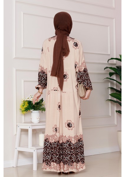 Leopar Desenli Robalı Viscon Elbise-Vizon