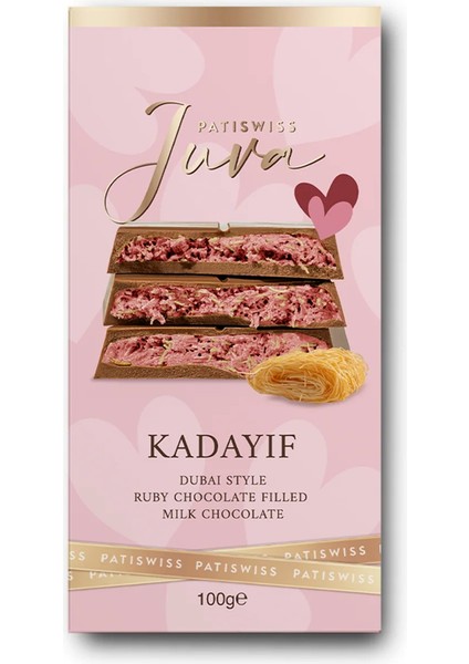 Özel Tasarım Juva Ruby Çikolata ve Kadayıflı Dubai Çikolatası 100G