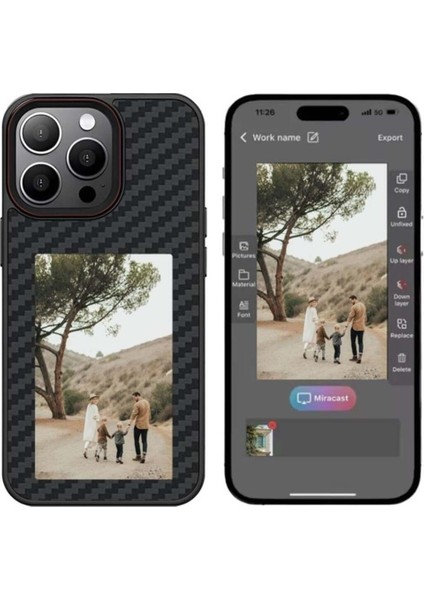 iPhone 15 Pro Max Uyumlu Nfc Fotoğraf Resim Yansıtmalı Kişiselleştirilebilir Insta Silikon Kılıf