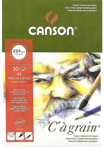 "C" À Grain Çizim Defteri 224Gr - A5