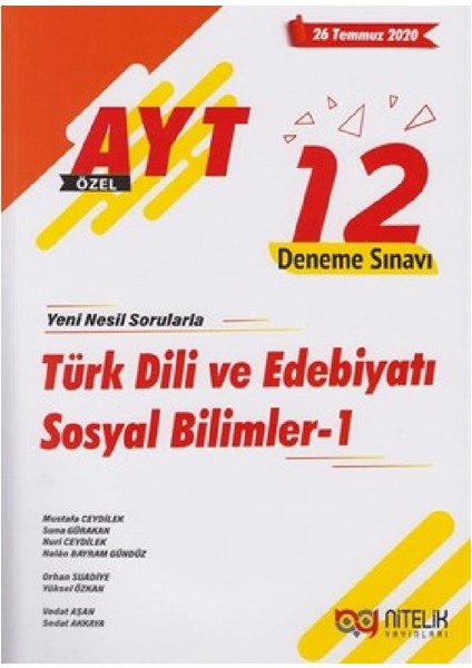 YKS AYT Türk Dili ve Edebiyatı Sosyal Bilimler-1 12 Deneme