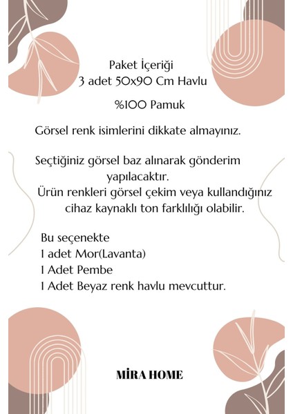 3 Lü Renkli El Yüz Havlu Seti Pamuklu Natural Harmony indirimleri