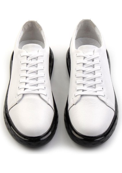 Beyaz Hakiki Deri Erkek Sneaker E01081010303