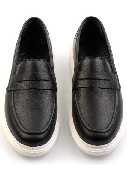 Siyah Hakiki Deri Erkek Casual Ayakkabı E01081010103 fırsatları