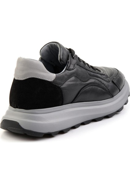 Siyah Napa Deri Erkek Sneaker E01347071943 modelleri