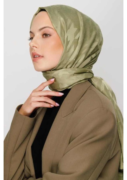 Kazayağı Desen Ipeksi Jakar Şal - Çöl Yeşili