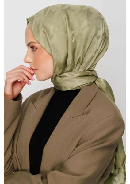 Kazayağı Desen Ipeksi Jakar Şal - Çöl Yeşili