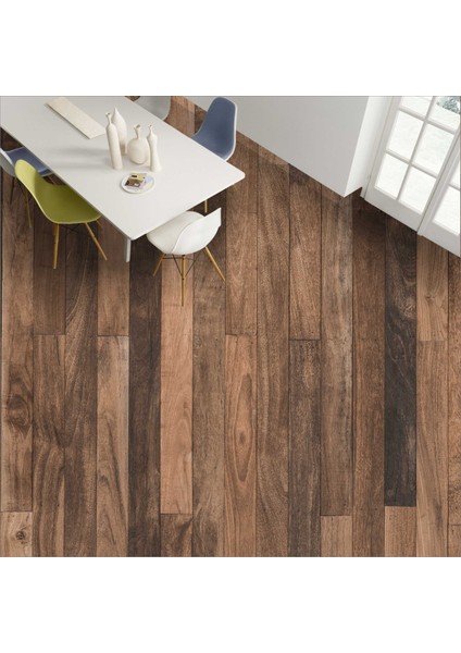 Yer Kaplama Folyosu Kendinden Yapışkanlı Laminasyonlu Ahşap Parke Desen 60 cm x 100 cm
