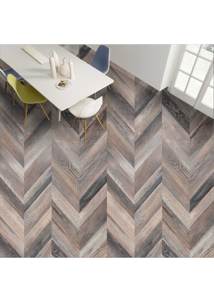 Yer Kaplama Folyosu Kendinden Yapışkanlı Laminasyonlu Balıksırtı Ahşap Parke Desen 60 cm x 100 cm