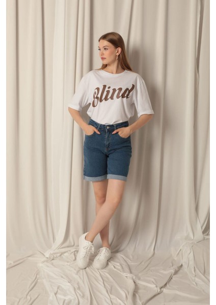 Denim Kumaş Kadın Mavi Şort