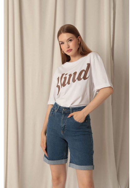 Denim Kumaş Kadın Mavi Şort