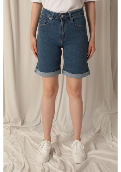 Denim Kumaş Kadın Mavi Şort