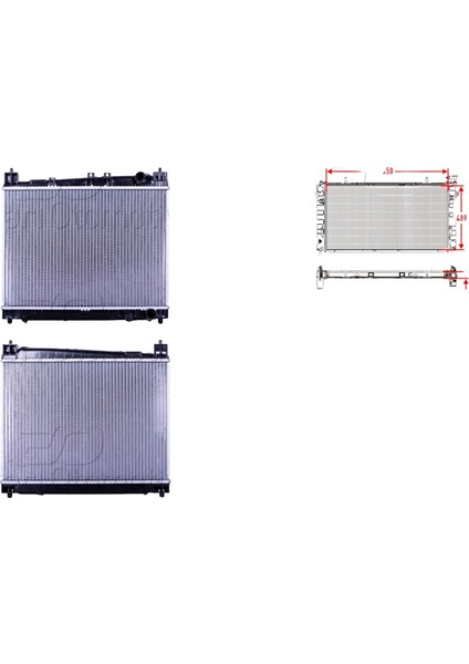 Su Radyatörü Brazing MT 350X489X16 Mm - 16400-21080 Wisco - Toyota Yaris 1.0. 1.3 99-05 Uyumlu