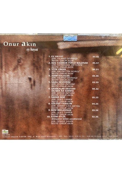 Dikkat Dikkat CD CD Onur Akın ‎– Ey Hayat 2000 Baskı CD