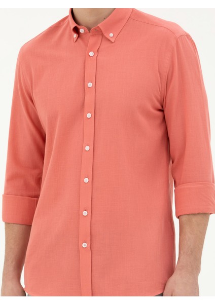 Erkek Pembe Slim Fit Uzun Kollu Gömlek 50283343-VR186