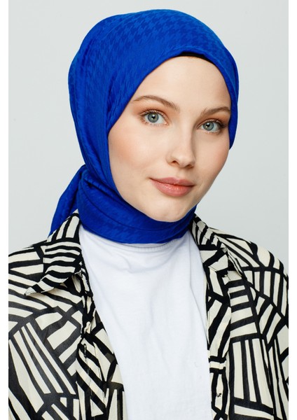Kazayağı Desen Şal - Saks Mavi