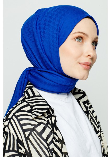 Kazayağı Desen Şal - Saks Mavi
