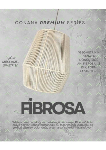 Fibrosa Sarkıt Avize - Makrome Ip, Metal Iskelet (Ampul Dahil Değildir)