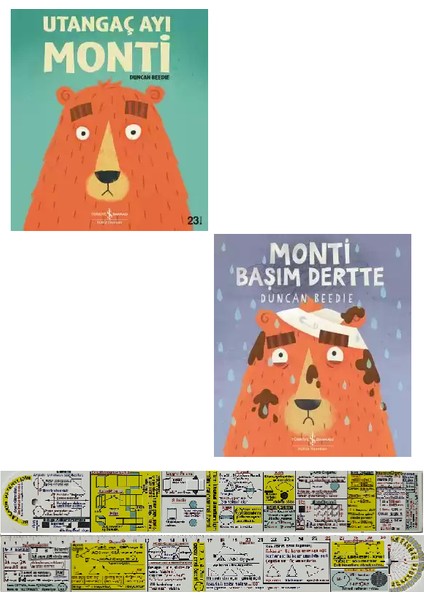 Utangaç Ayı Monti / Monti Başım Dertte 2 Kitap Set (Matematik Öğreten Cetvel)
