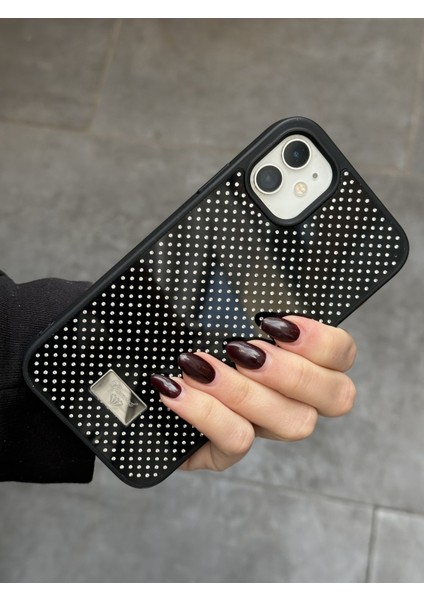iPhone 11 Uyumlu Elmas Pırlanta Taşlı Siyah Kılıf