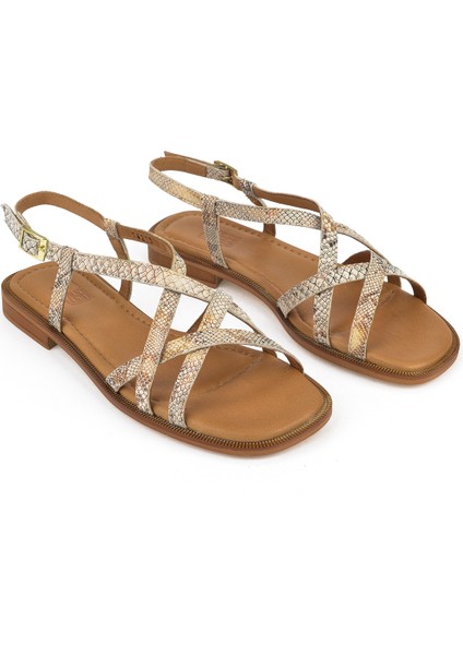 Kadın Deri Sandalet 1511047Z16213 Bej-Yılan fiyatları
