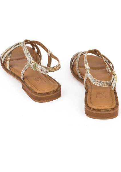 Kadın Deri Sandalet 1511047Z16213 Bej-Yılan modelleri
