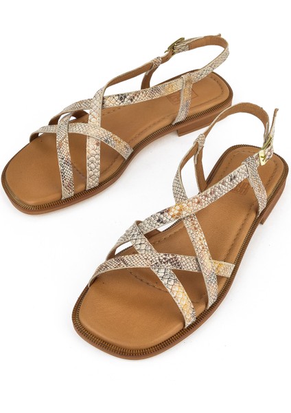 Kadın Deri Sandalet 1511047Z16213 Bej-Yılan indirimleri