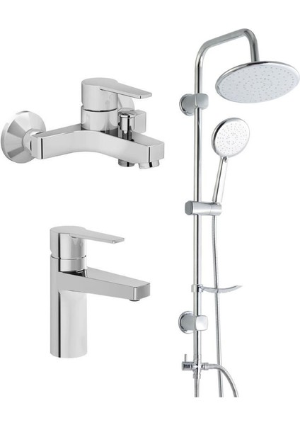 Nora S Banyo Bataryası + Lavabo Bataryası + Duxxa Bolero Tepe Duş Seti