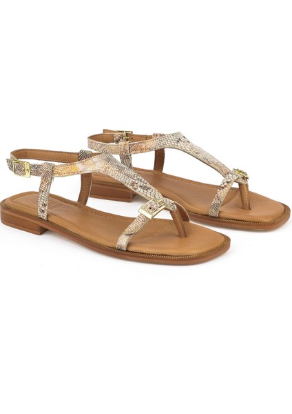 Kadın Deri Sandalet 1511047Z16219 Bej-Yılan fiyatları