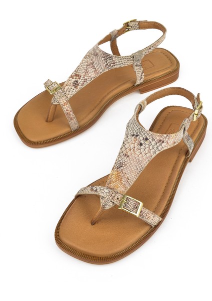 Kadın Deri Sandalet 1511047Z16219 Bej-Yılan indirimleri