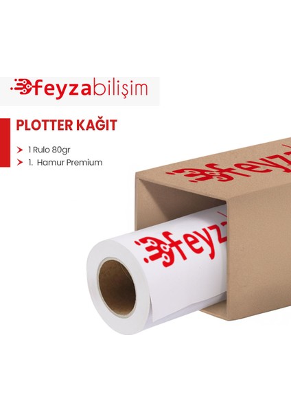 ® 1.hamur Premium Opak 80 gr Plotter (Çizim) Kağıdı 91.4cm x 100MT (1 Rulo)