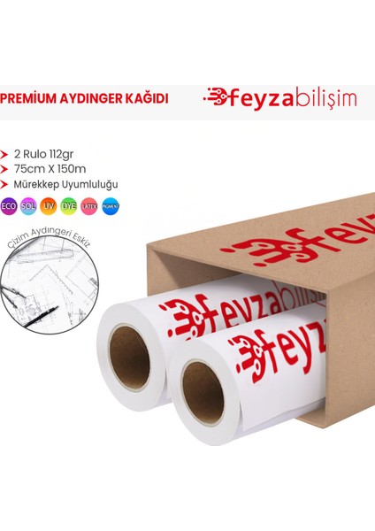 ® Plankopya Ozalit Aydınger (Çizim) Kağıdı 112GR Rulo 75CM x 150MT (2 Rulo)