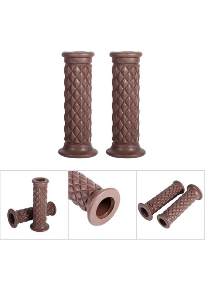 Gidon Kavrama Kauçuk Motosiklet Kaymaz Kapak 1 Çift 7/8 Inç 22 mm Gidon Elcikleri Kauçuk Motosiklet Spor Bisikletleri Konforlu Gidon Ucu Yedek Binicilik Bisiklet Aksesuarı (Kahverengi)