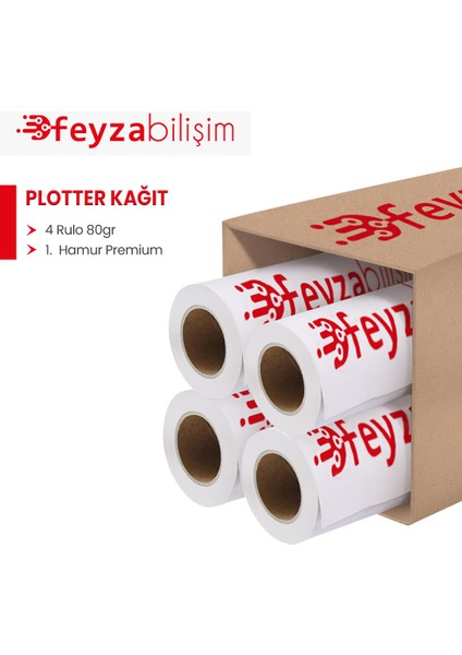 ® 1.hamur Premium Opak 80GR Plotter (Çizim) Kağıdı 107CM x 100MT (4 Rulo)
