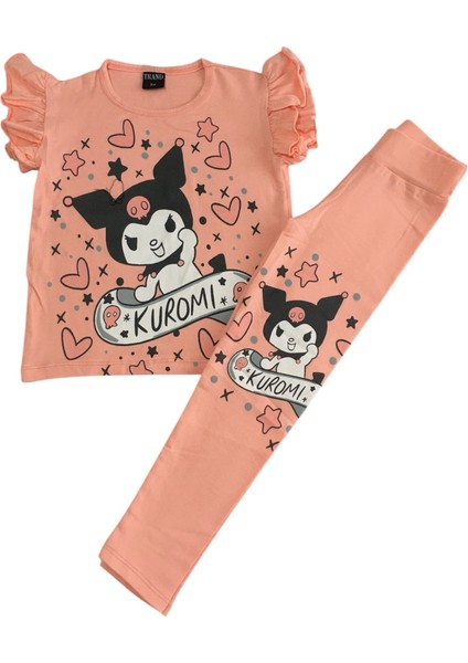 Kızçocuk Kuromi Baskılı Taytlı Takım