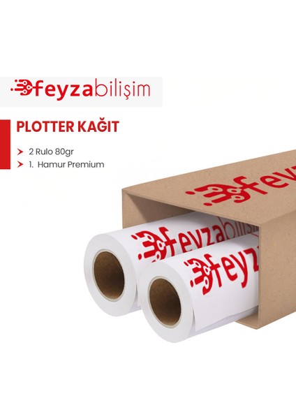 ® 1.hamur Premium Opak 80GR Plotter (Çizim) Kağıdı 112CM x 100MT (2 Rulo)