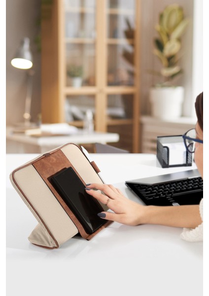 Mousepad Bilek Destekli Ped/yastık Tablet Telefon Standı Yıkanabilir Kumaş Deri Detaylı Bej modelleri
