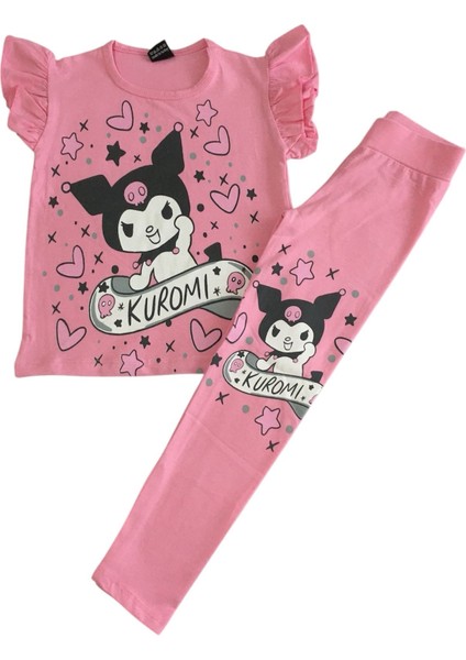 Kızçocuk Kuromi Baskılı Taytlı Takım