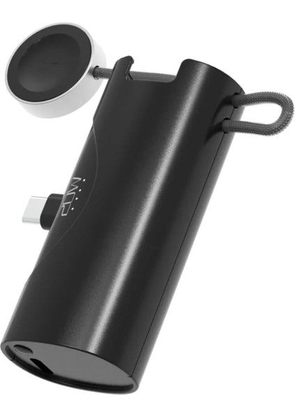 Type-C 20W Hızlı Şarj Soketli Mini Powerbank 5000 mAh Dahili Saat Şarj Kablolu Taşınabilir Batarya