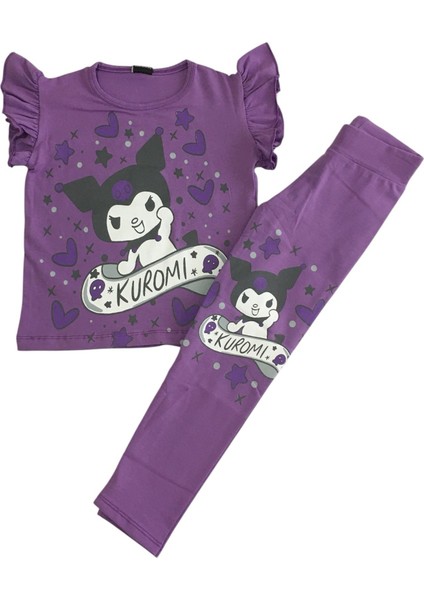 Kızçocuk Kuromi Baskılı Taytlı Takım