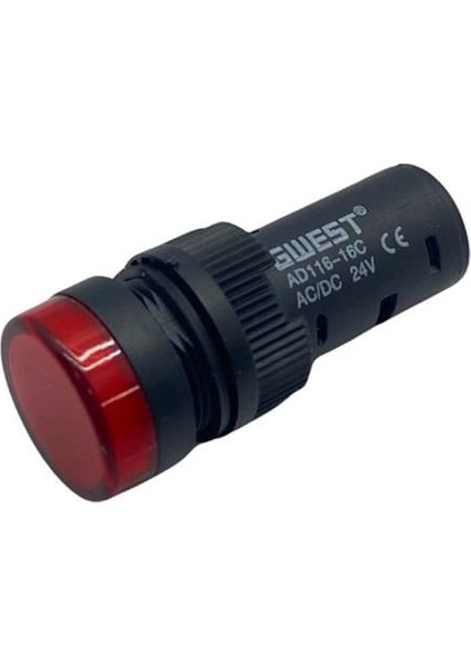 24V Göz Lambası Ledli Unıversal Kırmızı (Çap 16 Mm)